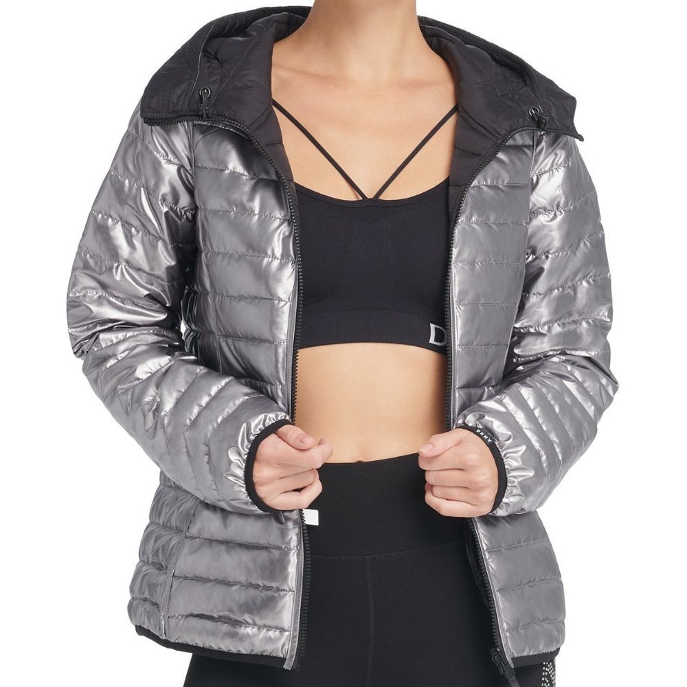 Dkny Sport Reversible Packable Hooded Jacket Sz S